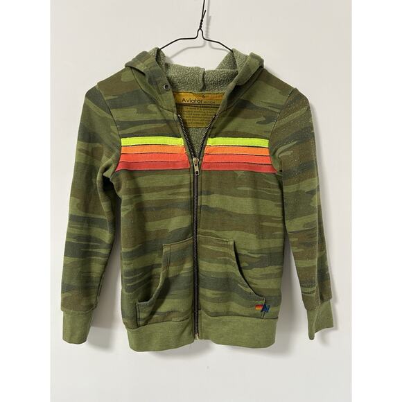 Aviator Nation Kids Rainbow Camo Full Zip Hoodie Boys Size 6 Soft Fleece Surf - Picture 1 of 9